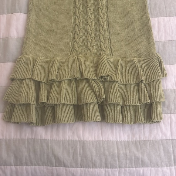 Gymboree cable knit dress green with pink embroidered flowers size 6 - Picture 4 of 5